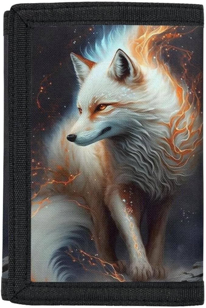 GLUDEAR Kids Boys Girls Wallet Trifold Youth Wallet Coin Pocket Card Holders Animal Wallets Money Organizer,Mystical White Fox - Image 2
